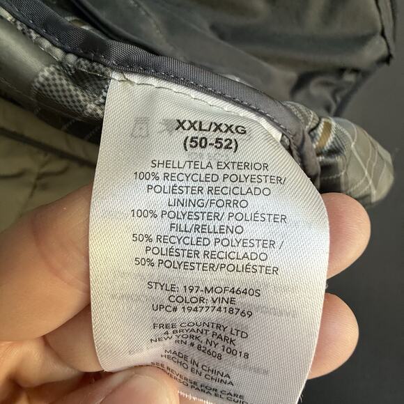 Free Country Men's FreeCycle® Stimson Puffer Vest Duffle Olive‎ Size XXL 50/52 - Picture 10 of 11